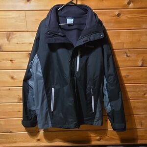 Columbia Black Interchange Ski Heavy Duty Winter Coat Jacket XL